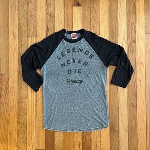 Homage Legends Never Die Baseball Tee | Retro Sandlot Shirt | Size Small